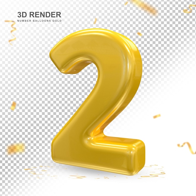 Number 2 gold 3d