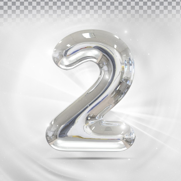 Number 2 Silver 3d luxury