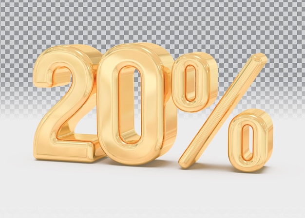 Number 20 percent gold 3d