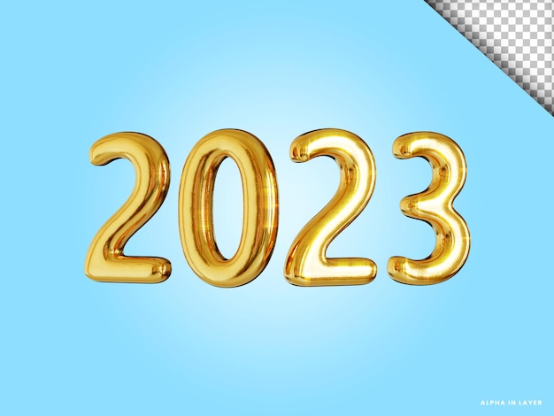 Number 2023 new year 3d render