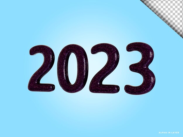 Number 2023 new year 3d render