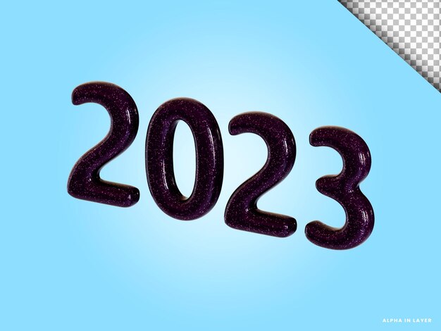 Number 2023 new year 3d render