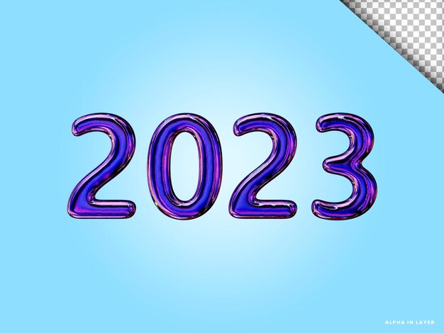 Number 2023 new year 3d render