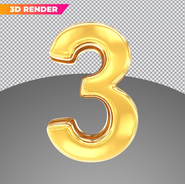 Number 3 gold 3d styles