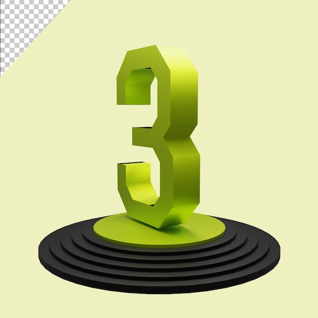 Number 3 icon in realistic 3d rendering Free Psd