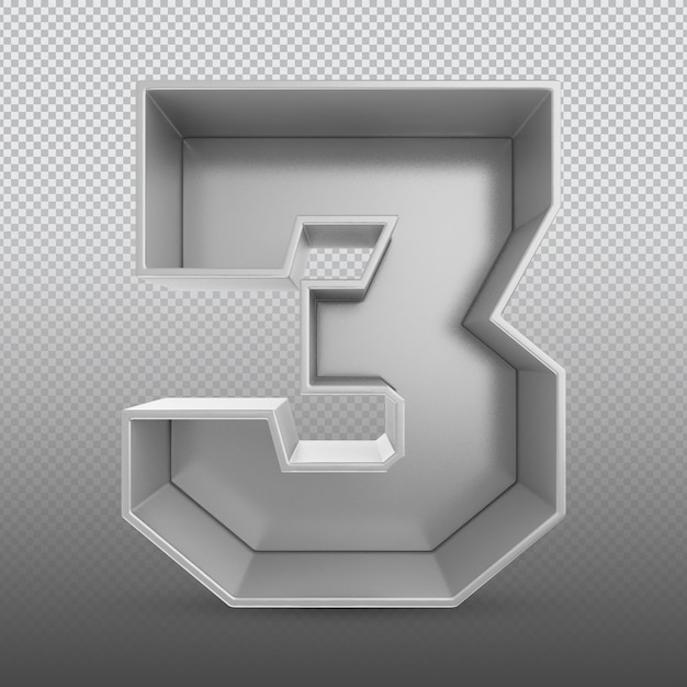 Number 3 silver 3d rendering