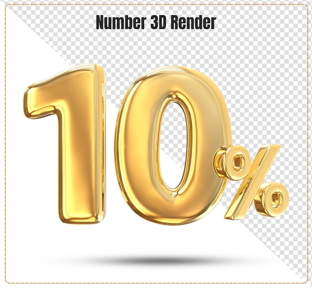 Number 3d 10 percent gold