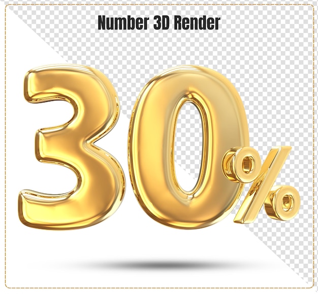 Number 3d 30 percent gold