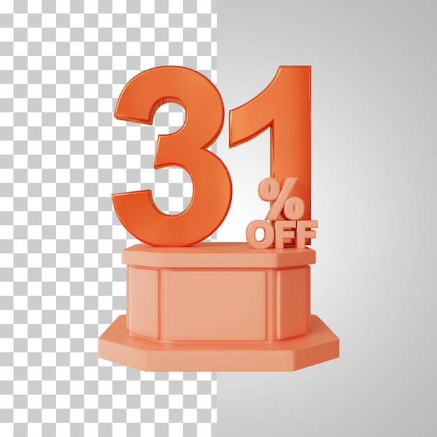 Number 3d 31 Percent on the Podium 3d Rendering