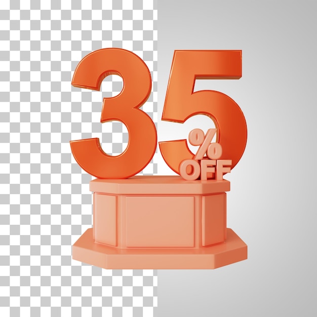 Number 3d 35 Percent on the Podium 3d Rendering