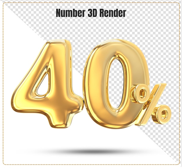 Number 3d 40 percent gold