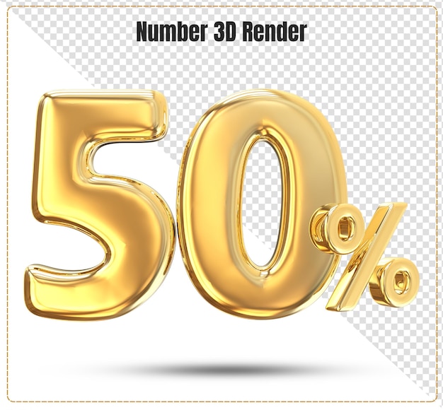 Number 3d 50 percent gold