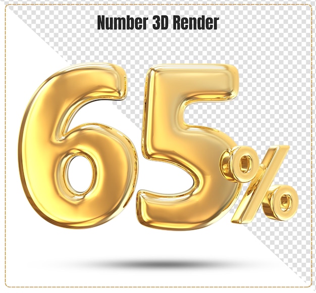 Number 3d 65 percent gold