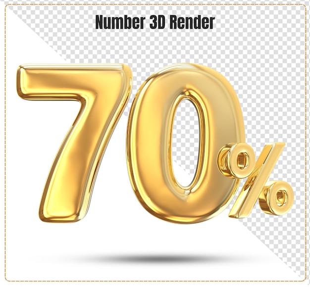 Number 3d 70 percent gold