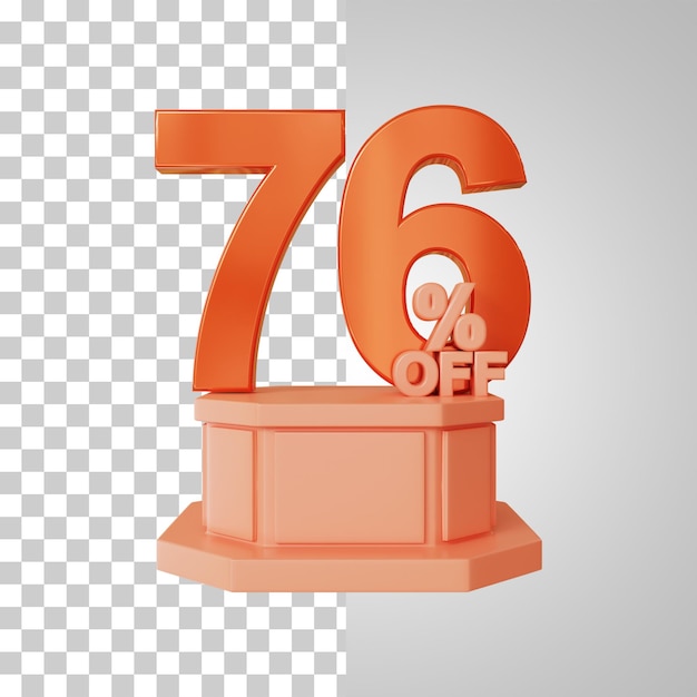 Number 3d 76 Percent on the Podium 3d Rendering