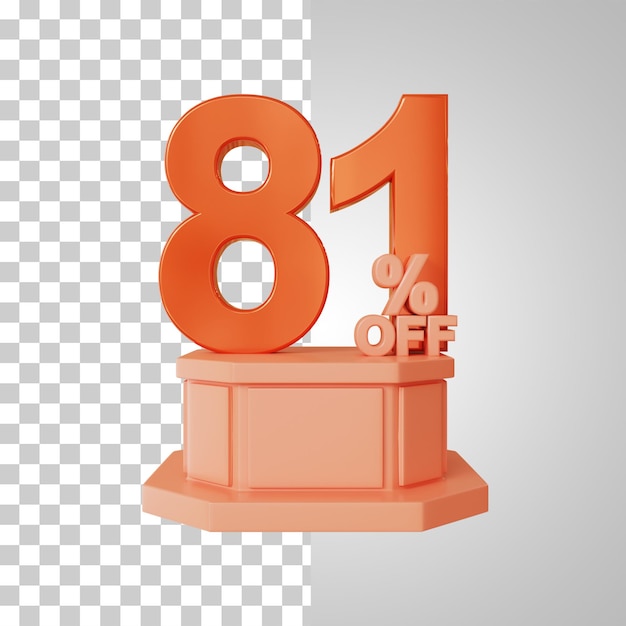 Number 3d 81 Percent on the Podium 3d Rendering