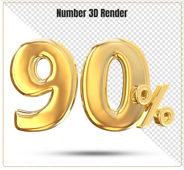 Number 3d 90 percent gold