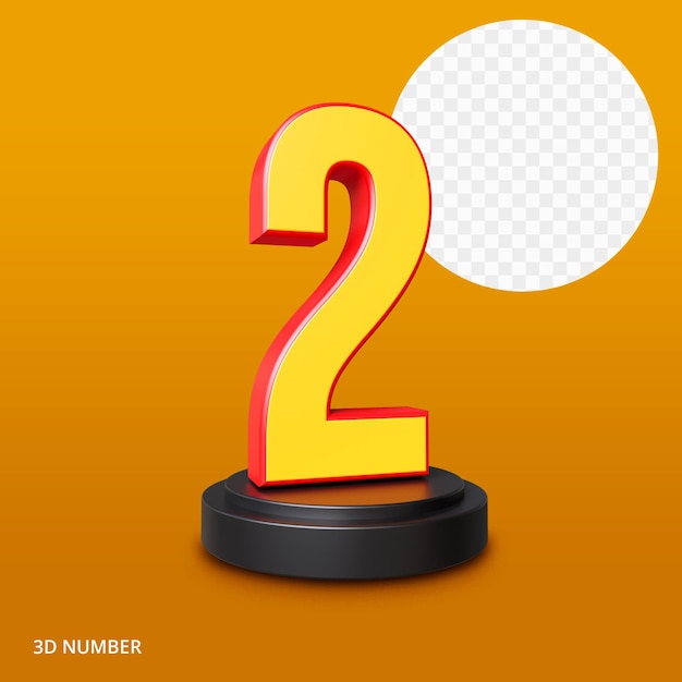 number 3d render premium psd