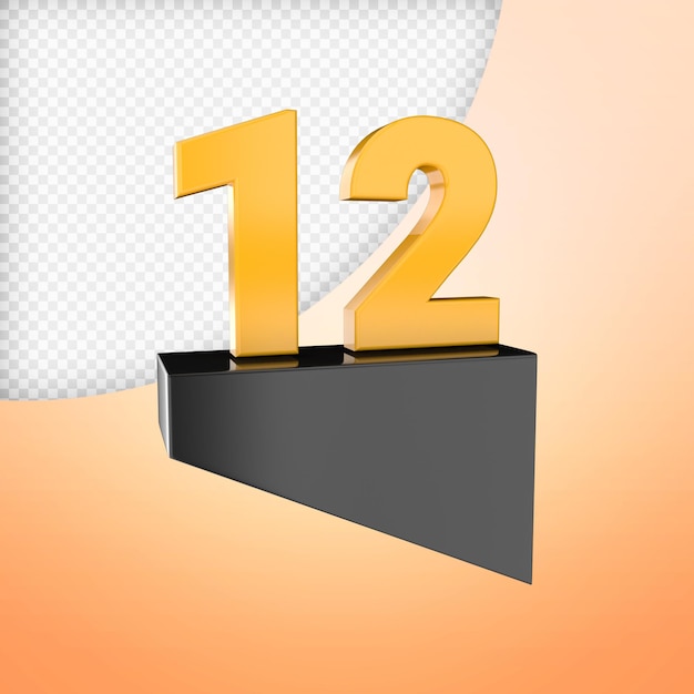 number 3d render premium psd