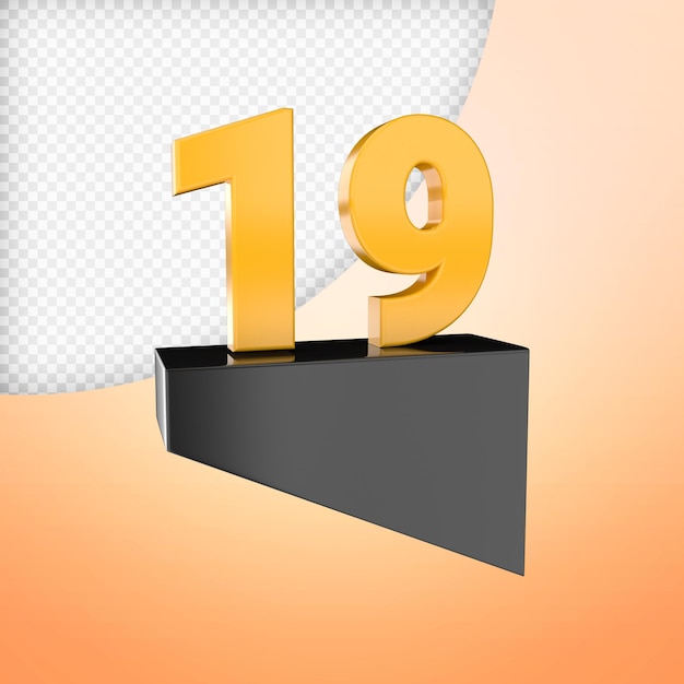 number 3d render premium psd