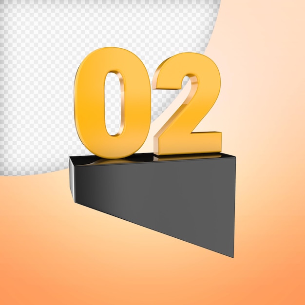 number 3d render premium psd