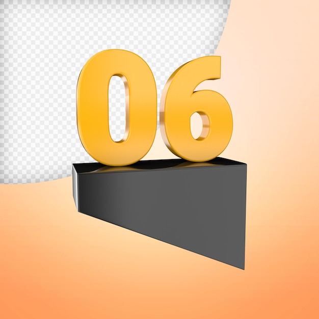 number 3d render premium psd