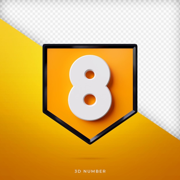 Number 3D render Premium PSD