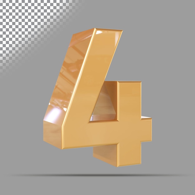 Number 4 3d Golden