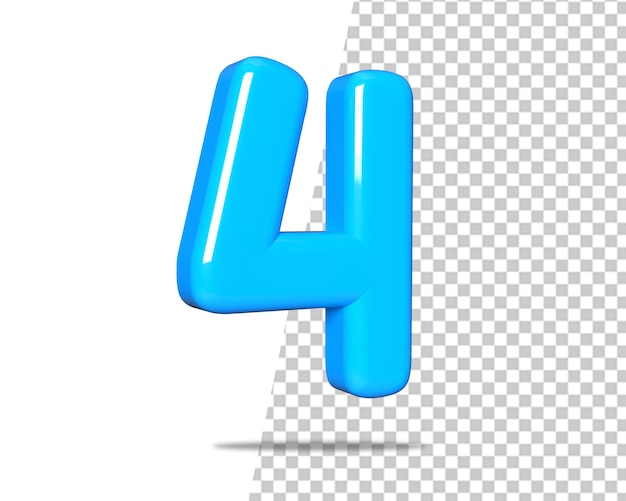 Number 4 blue four text 3d logo
