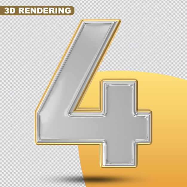 Number 4 Gold 3D Render