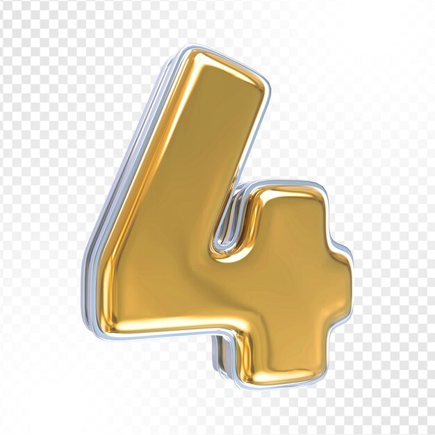 number 4 gold 3d render