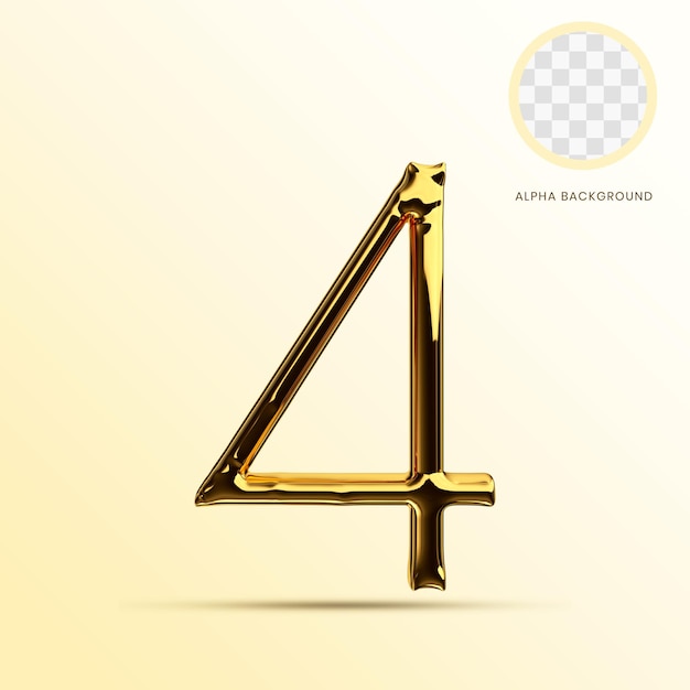 Number 4 Gold 3D