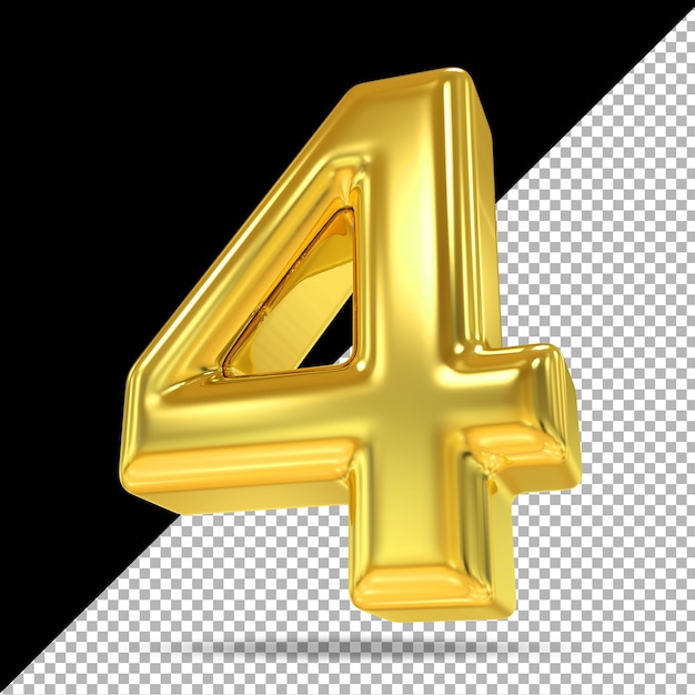 Number 4 gold luxury 3d render styles