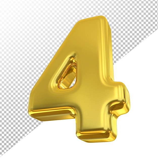 Number 4 gold luxury 3d render