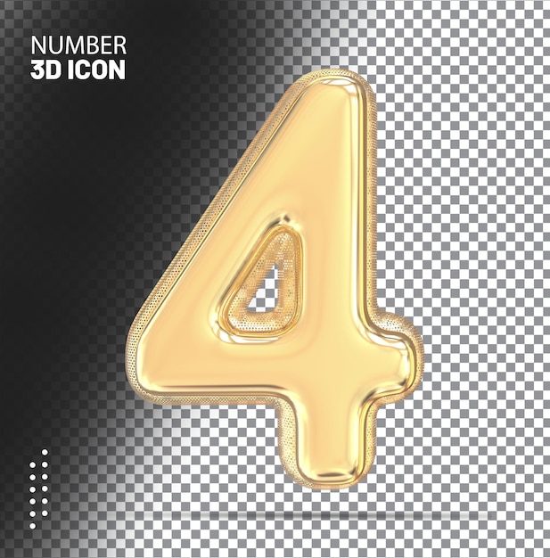 Number 4 Gold luxury 3d render