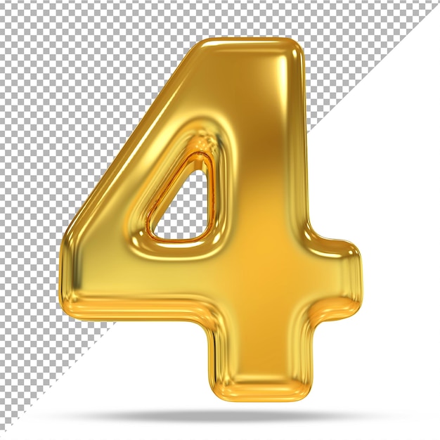 Number 4 gold luxury 3D styles