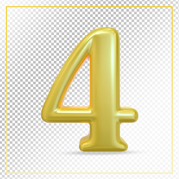 Number 4 gold luxury 3d