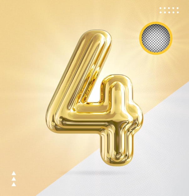 Number 4 Gold luxury 3d