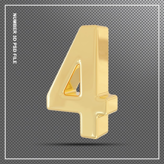 Number 4 gold luxury 3d