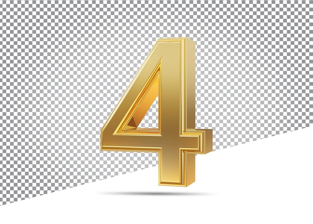 Number 4 golden 3d