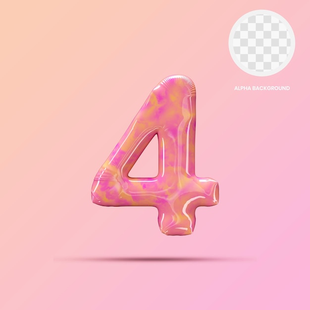 Number 4 Lollipop 3D Render