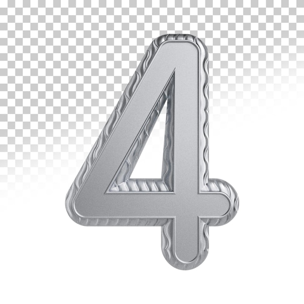 Number 4 silver 3d render style