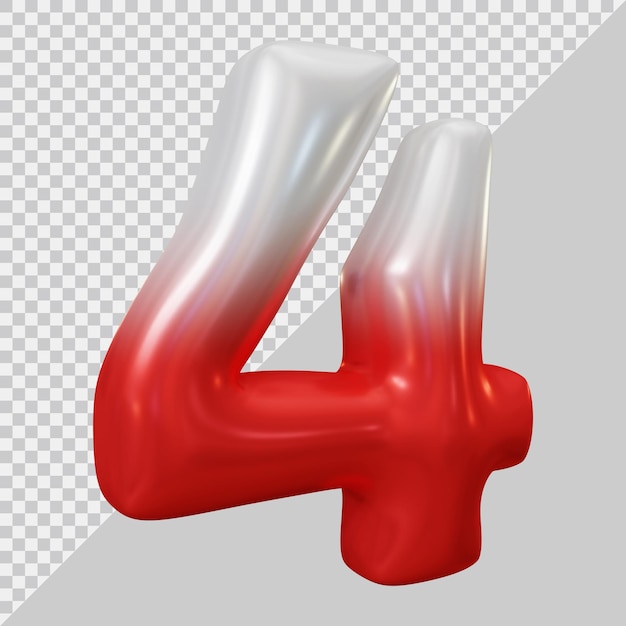 Number 4 with 3d modern style