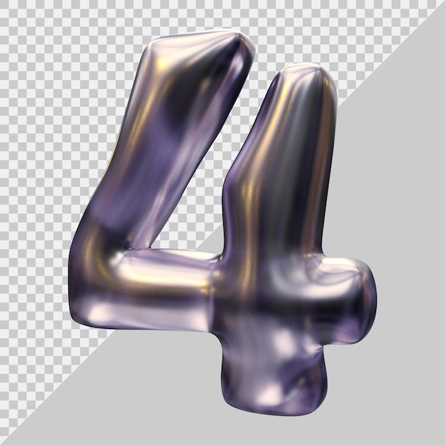 PSD number 4 with 3d modern style