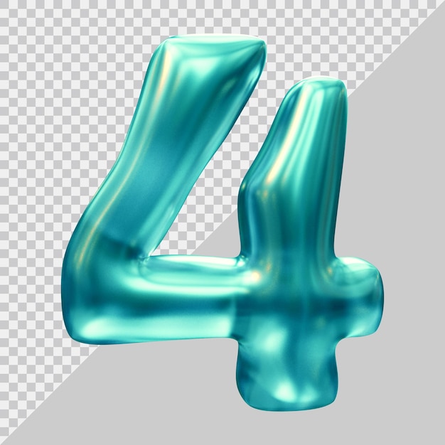 Number 4 with 3d modern style