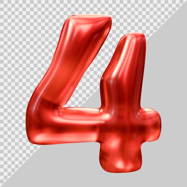 Number 4 with 3d modern style