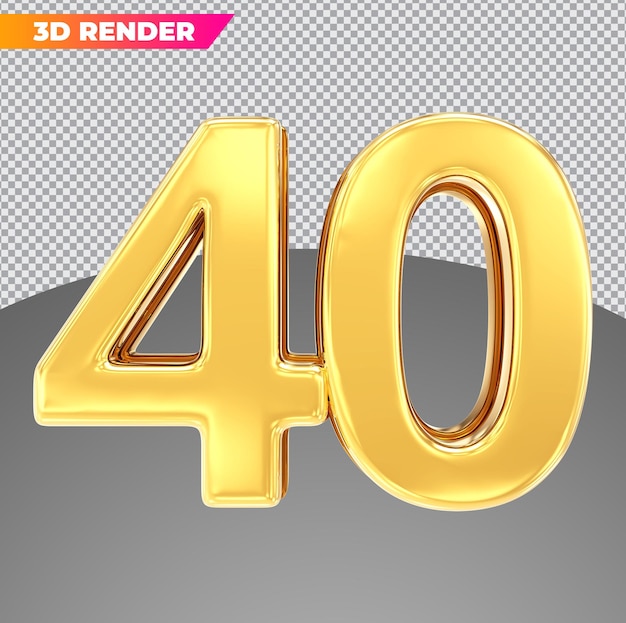 Number 40 gold 3d styles