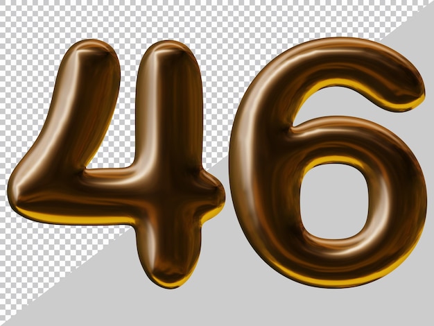 Number 46 design with balloon style in 3d render