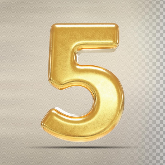 Number 5 Gold 3D