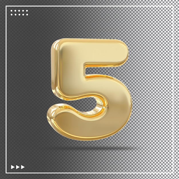 Number 5 Gold 3d